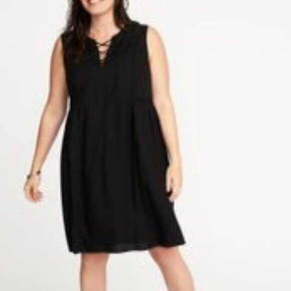 OLD Navy lace-up Black dress size L - Picture 1 of 5